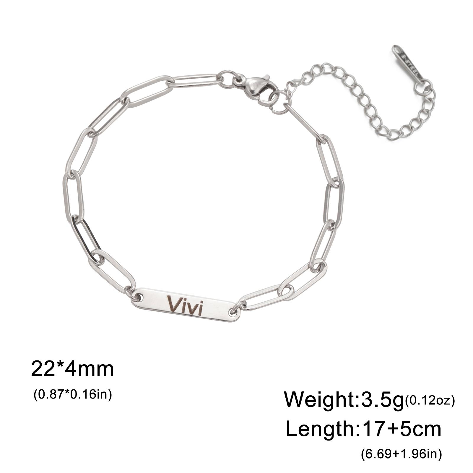 

Custom Name ID Tag Bracelet Paperclip Chain Nameplate Bracelet Personalize Engraved Jewelry Customized Charm Family Friend Gift 1 name