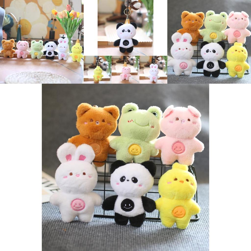 Cute Cartoon Animal Plush Keychain 12cm Mini Stuffed Toy With Soft Short Plush