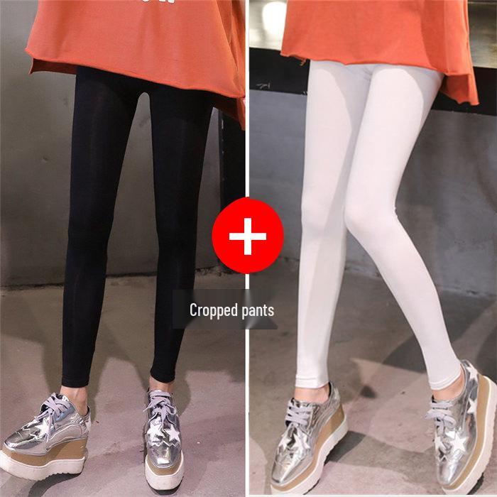 Leggings da Yoga Neri Elasticizzati in Modal da Donna - Taglie Forti, Lunghezza 3/4, Sottili per Primavera & Autunno