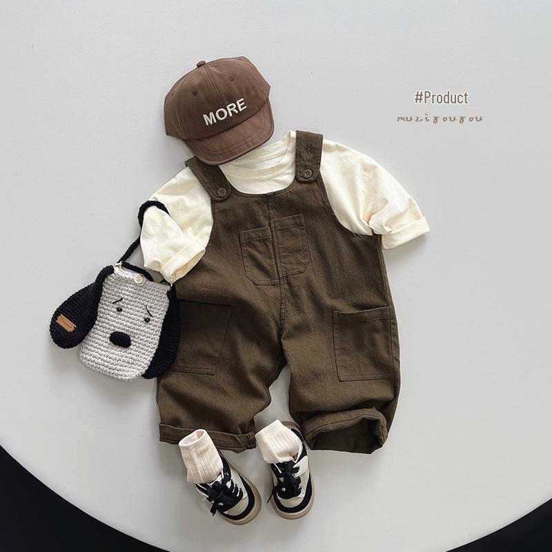 Mengbaobi Kids' Autumn Overalls: Japanese and Korean Style Pants for Boys and Girls, Casual and Trendy.