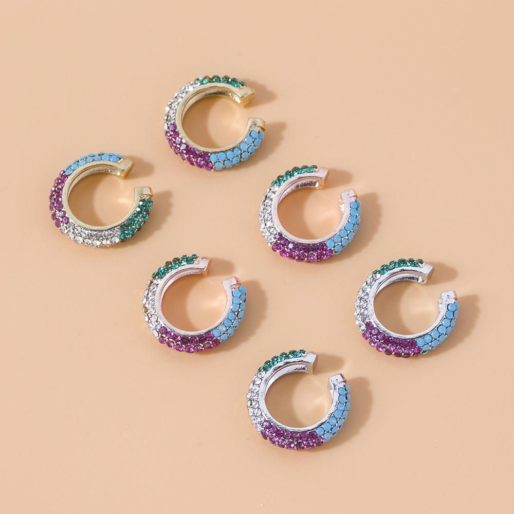 European American Style Geometric Earrings With Colorful Rhinestones Fashion