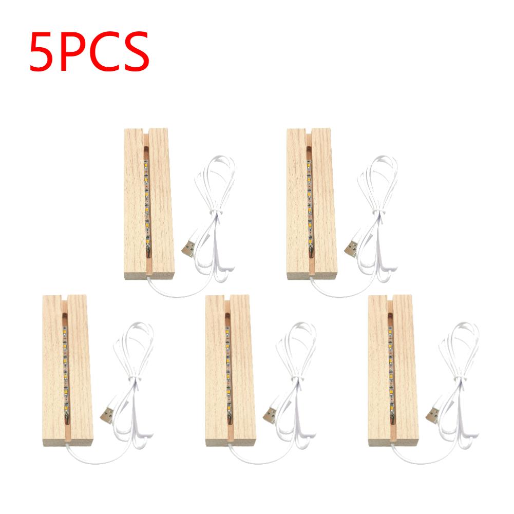 1-5PCS LED Wood Light Display Crystal Wooden Lighted Stand Acrylic Light Plate Base USB Wooden Base For Resin Art Lights 2025
