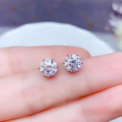 925 Sterling Silver Earrings Six Claws 6/8mm Crystal Zircon Silver Stud Earrings For Women Silver 925 Jewelry