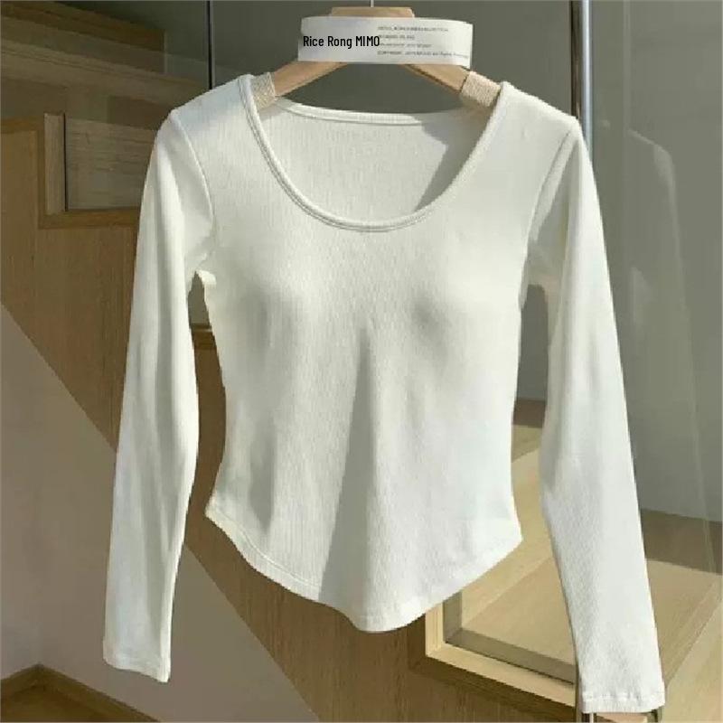 

Pure & Elegant Ribbed Cotton Padded Slimming Top - Women s Warm Autumn/Winter 2024 Base Layer XXL