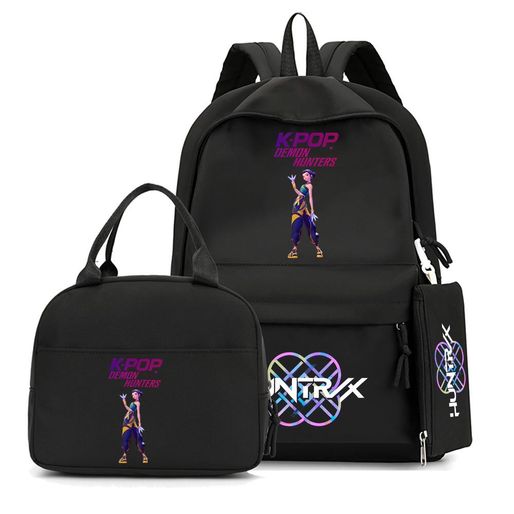 3Pcs/set Cartoon K-Pop Printed Backpack with Handbag Pencil Case for Teenager Student Boy Girl Schoolbag Bookbag Large Capacity Travel Bag Mochila