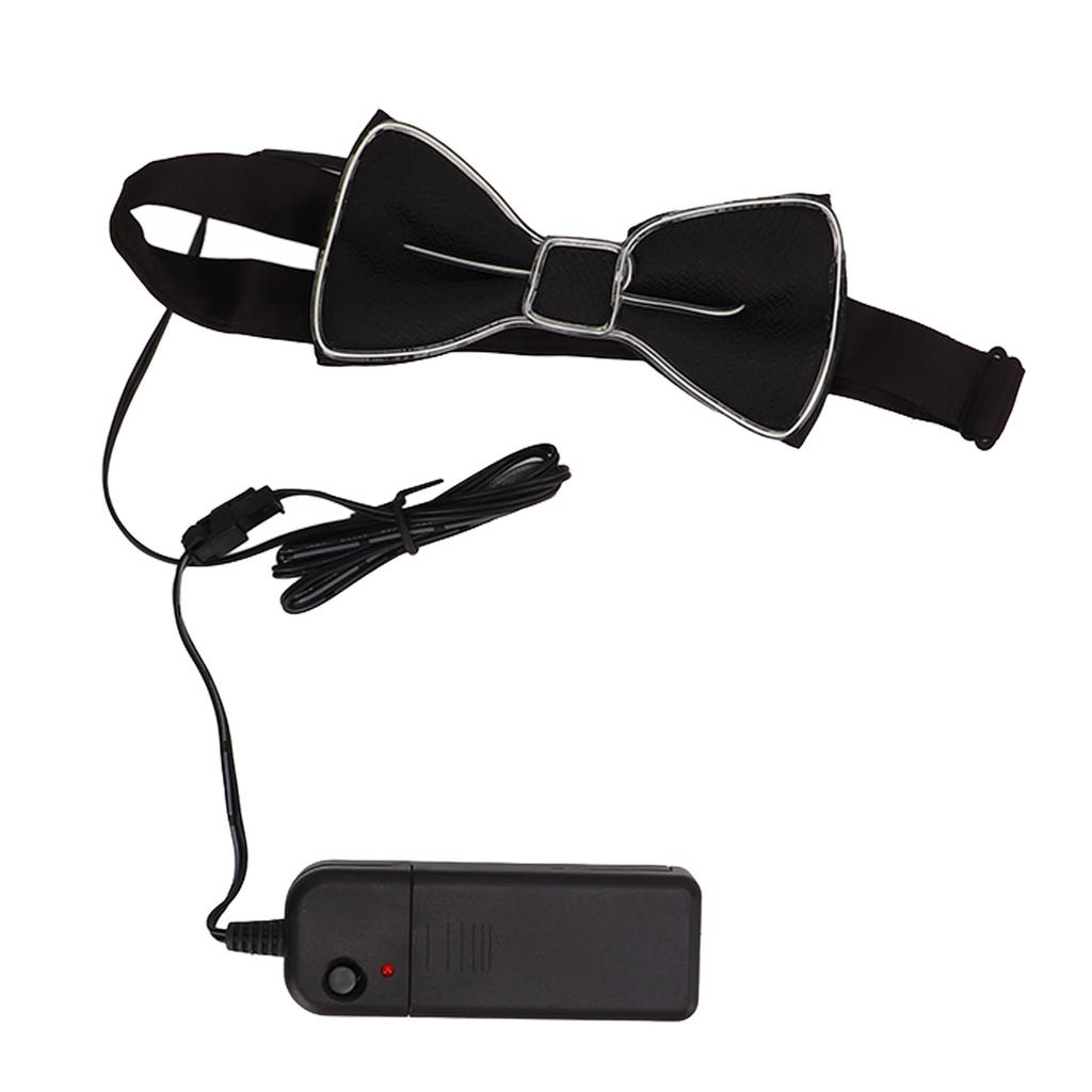 LED Bow Tie Polyester Plastic Copper Wire Adjustable Glowing Necktie for Party Dance Festival Club Green