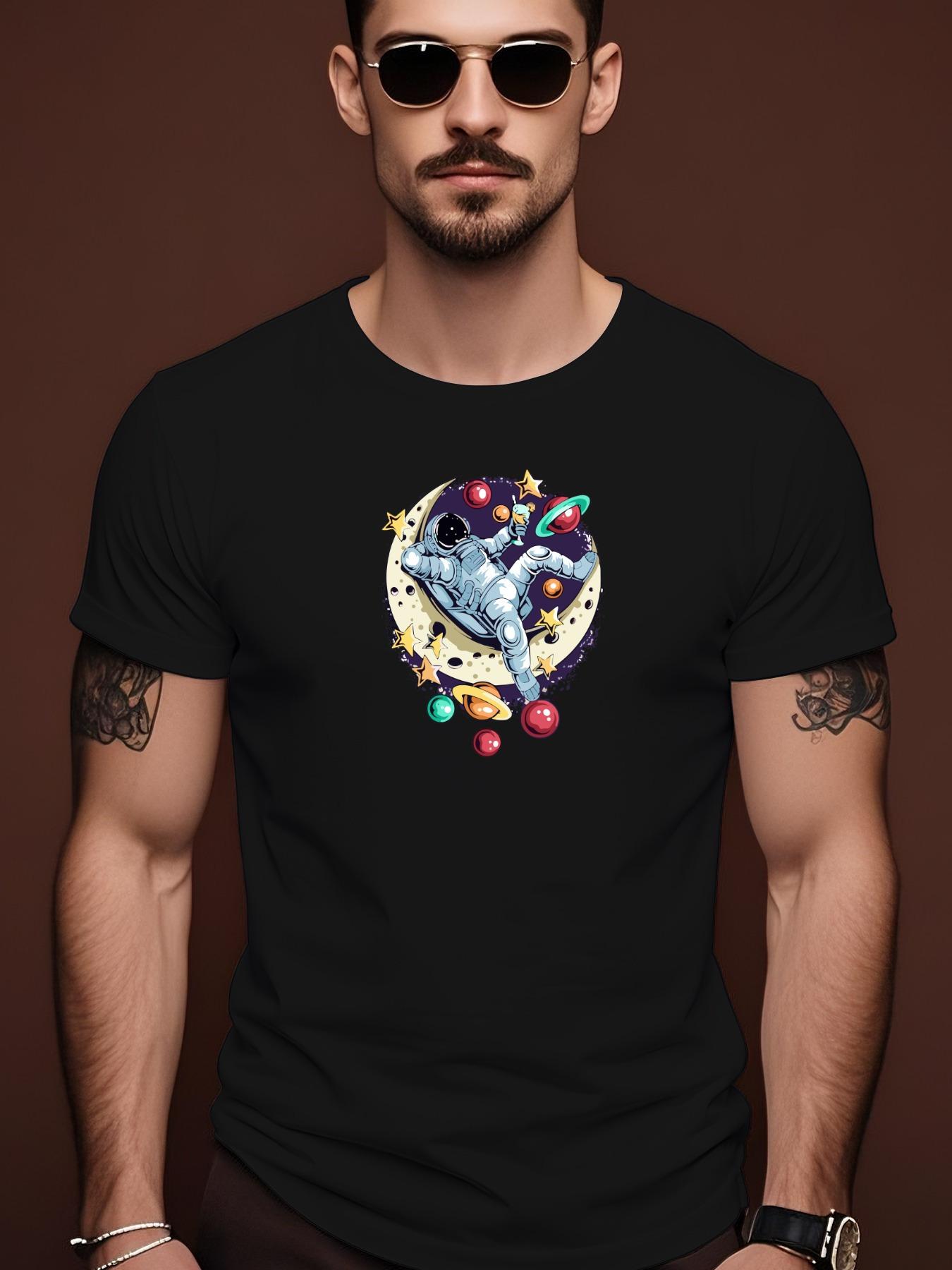 Short Sleeve Tshirt with Vibrant Moon Colorful Planet Gra... XL