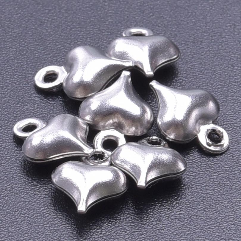 10pcs/Lot Stainless Steel Heart Pendants For Jewelry Making Supplies Various Size Metal Love Charm DIY Keychain Bracelet Finding