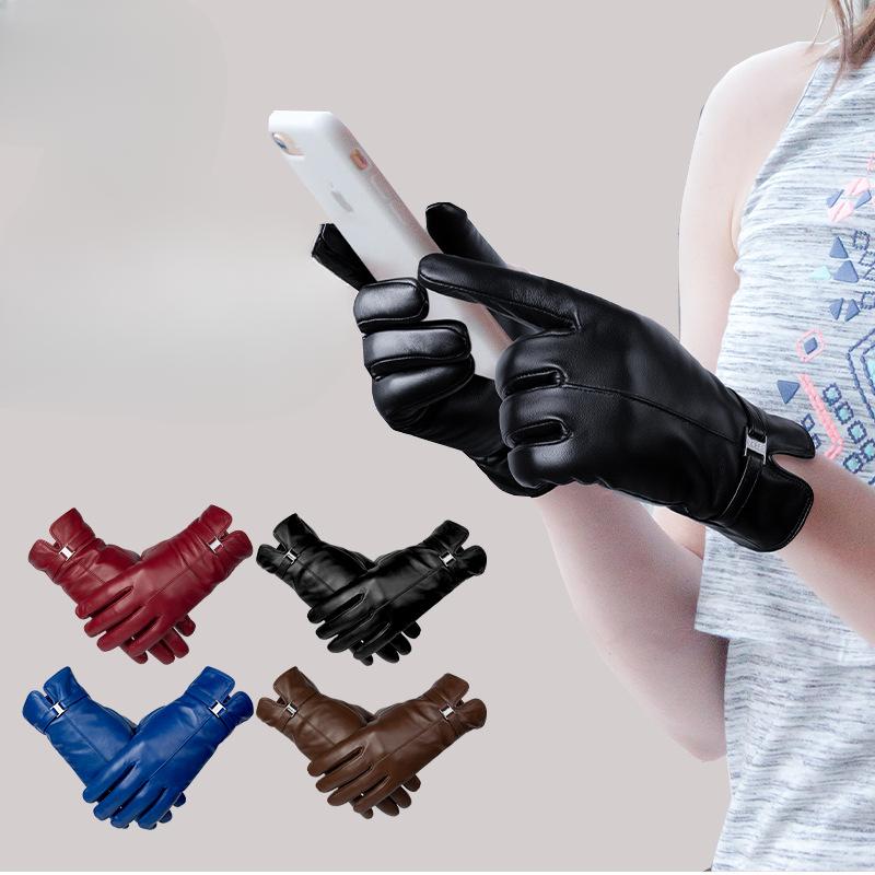 Russian Winter Ladies Sheepskin Gloves Touch Screen Plus Velvet Warm Driving Genuine Leather Glove Gift Box Annual Meeting Benefits