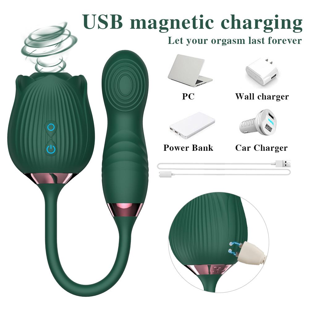 Sex Toy 2 In 1 Sucking Vibrator Nipple Penetration Vagina Rose-Vibrator G-spot Stimulator Masturbation Tools Women Audle Product Dildo Vibrating Egg