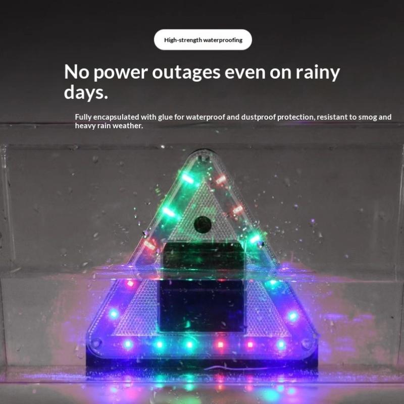 Solar-Powered Triangle Led Warning Light Car Night Safety Flashing Led Light Car Warning Lamp Anti-Collision Wide Tail Light