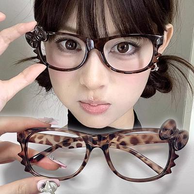 Montura de Gafas Ojo de Gato Y2K Montura de Gafas Estampado de Leopardo Anime Gafas Kawaii Retro Juguetes Decorativos para Gafas Regalo