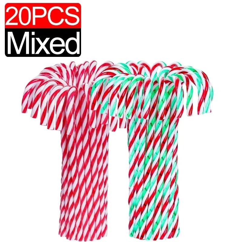 200/10Pcs Christmas Candy Cane Decoration Twisted Plastic Candy Cane Party Christmas Tree Hanging Twisted Crutch Xmas Pendants