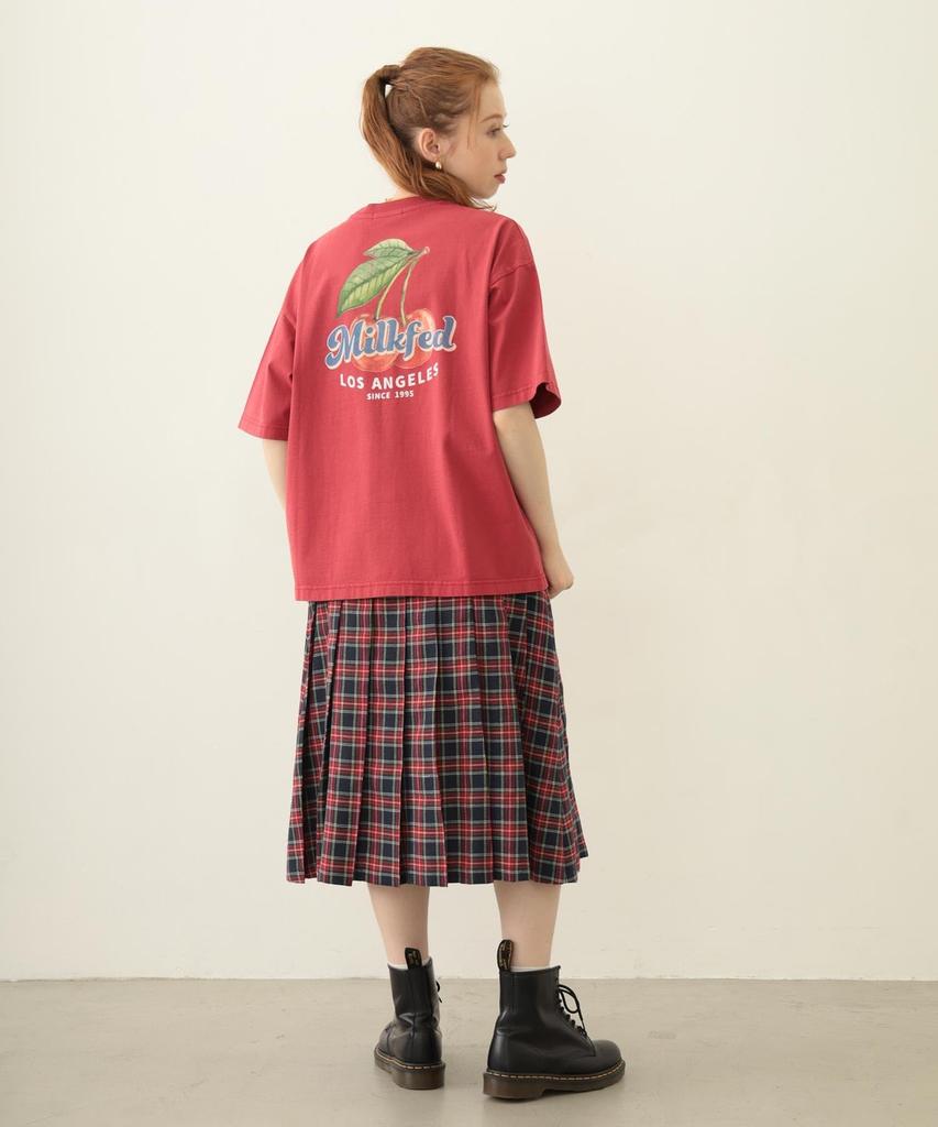 Milkfed Casual Fresh Cherries Wide Short Sleeve Red Women's Tee,