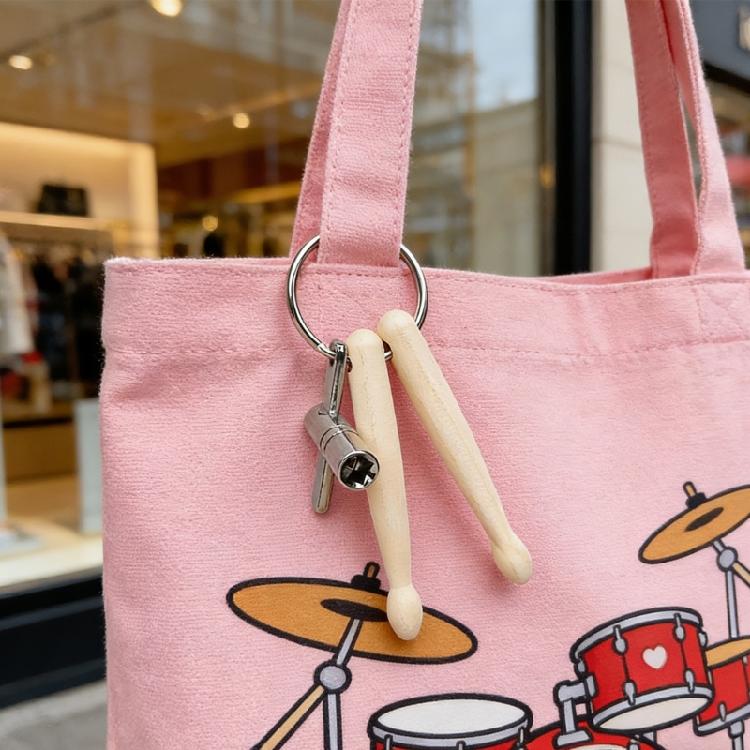 Wood Drumsticks Percussion Key Rings Portable Drumsticks Key Rings Chain for Musicians Gift
