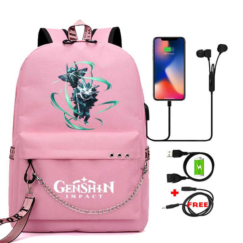 Anime Game Travel Backpack Printed Canvas Backpack Students Women Large Capacity Bookbag Usb Charging for Boy Girl School Bag Kids Gifts