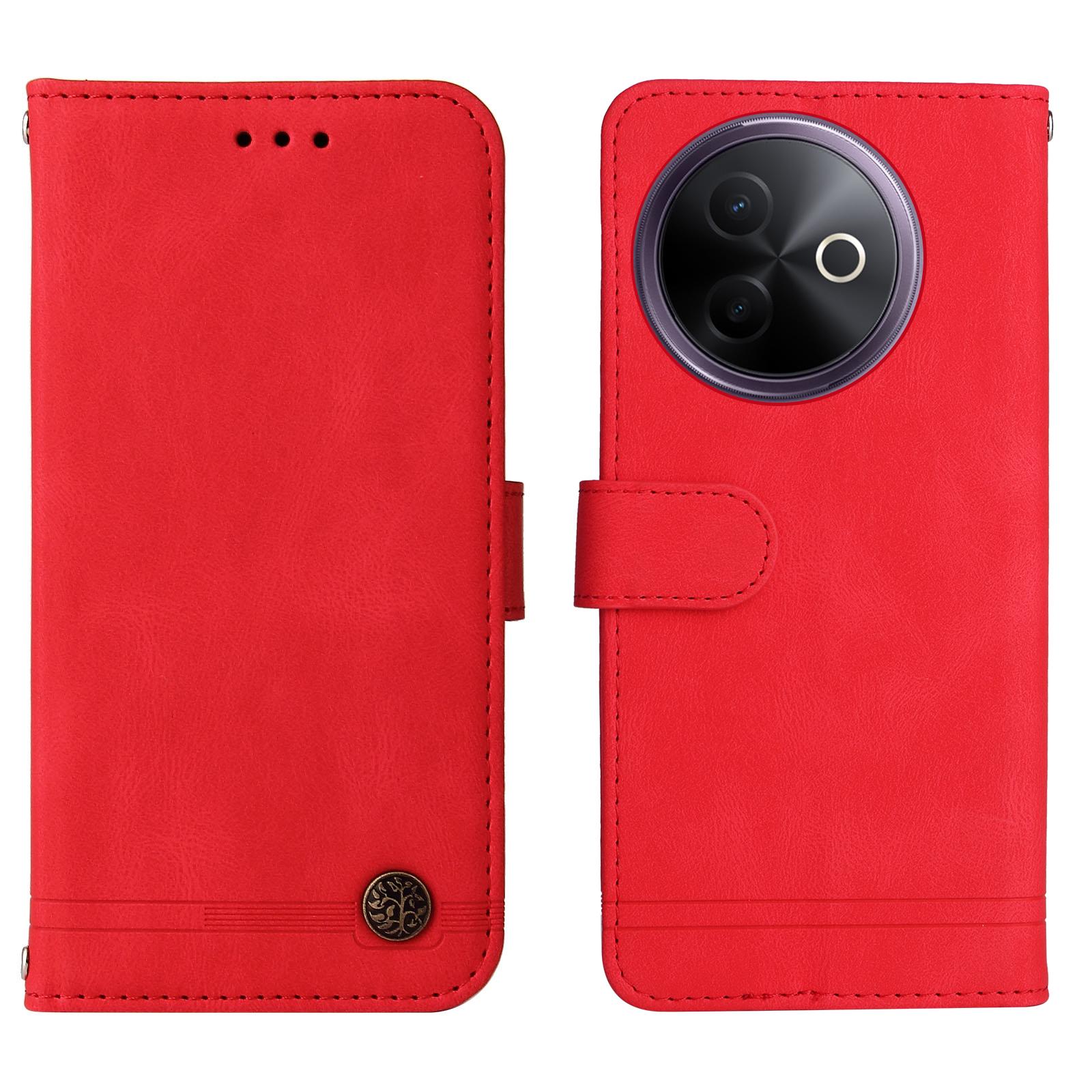 

For vivo Y300i 5G/vivo Y39 5G Leather Wallet Cases Skin Touch Phone Cover Stand with Strap C