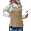 Women's Fashion Striped High Neck Color Blocking Women's Long Sleeve T-Shirt Top