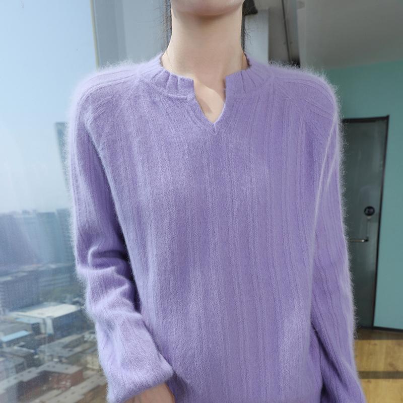 Women's Cashmere Sweater Qinghe Cashmere 30% Cashmere 30% Mink 30% Wool 10% Nylon Women's Autumn and Winter Thick Cashmere Pullover Soft and Warm