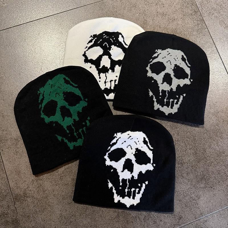 Skull Jacquard Knit Beanie Winter Warm Hat Men Women Outdoor