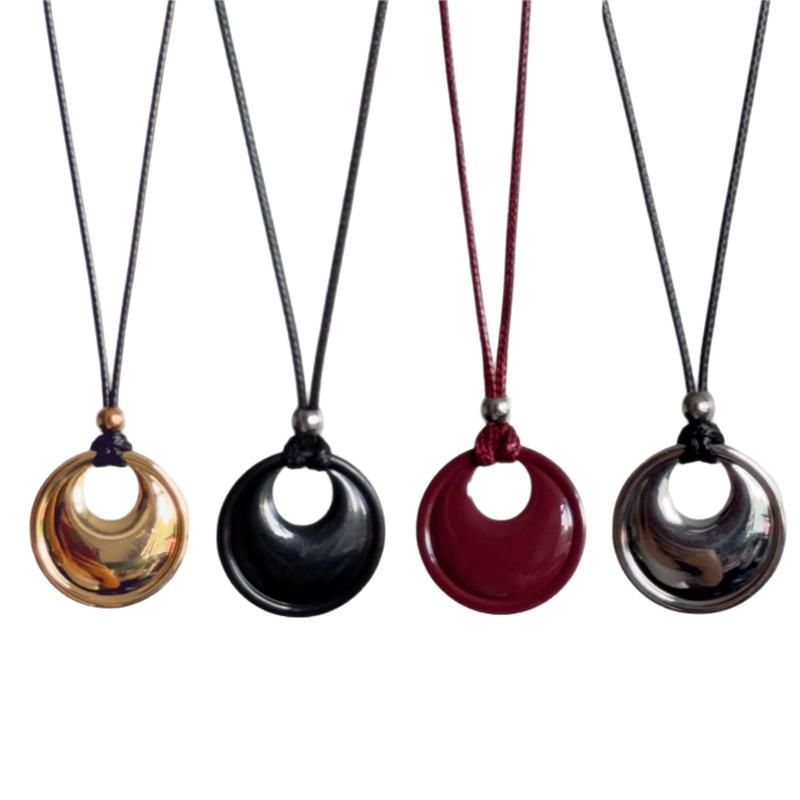 Koreanischer Metall Runder Geometrischer Anhänger Lange Seilketten Halskette Für Frauen Männer Trendiger Vintage Hals Schmuck Zubehör Großhandel