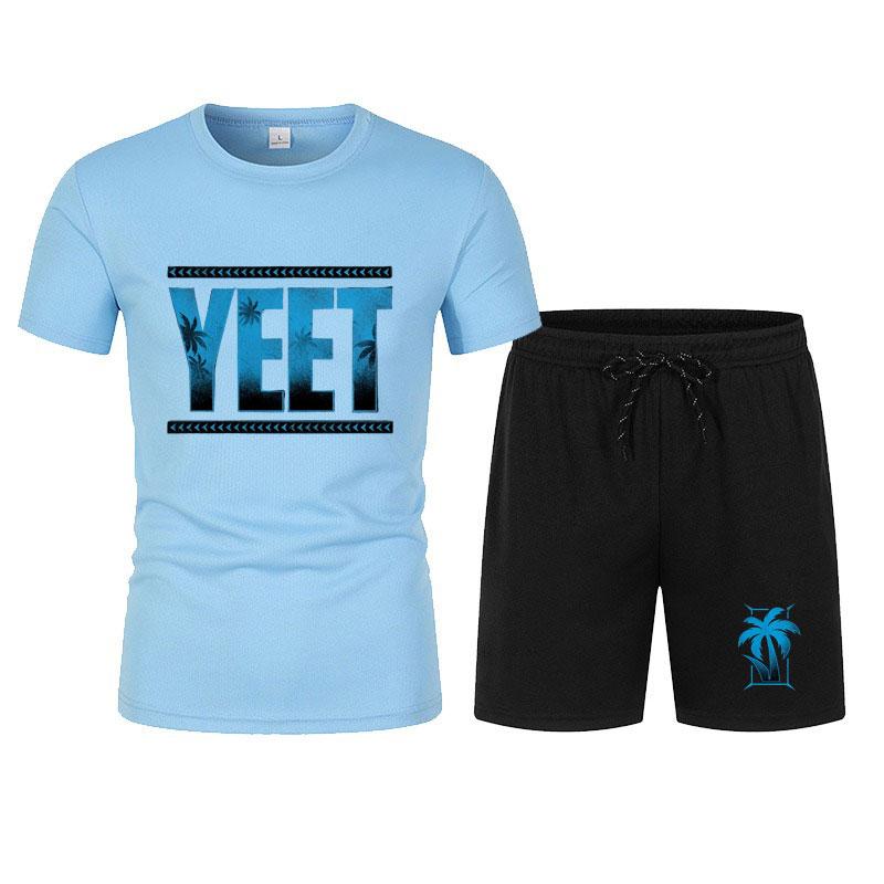 New Men's Black Jey Uso Yeet T-Shirt Shorts Set Summer Short Sleeve Men Overiszed Suits New Causal Clothing Sets