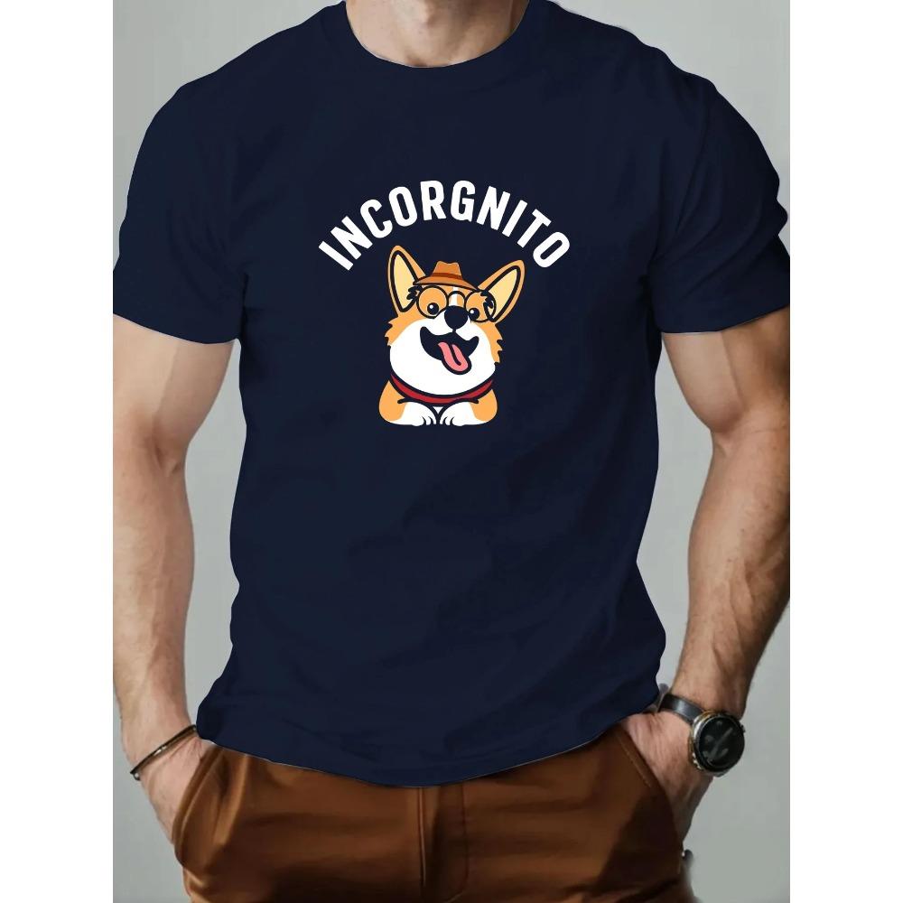 

Летняя мужская футболка из 100% хлопка с принтом мультяшного пса, летняя дышащая футболка с круглым вырезом, свободным коротким рукавом, для повседневной носки XXXL темно-синий