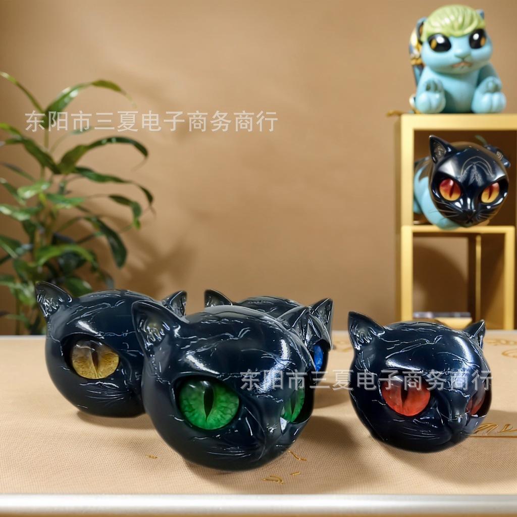Luxury Black Cat Figurine Decor Multicolor Statue Modern Home Tabletop Art Collectible Exquisite Handcrafted Cat Sculpture Gift