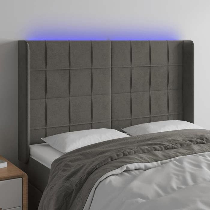VidaXL LED Headboard Bedroom Furniture Double Bed Accessory Head of Bed Frame Interior Dark Grey 3124097