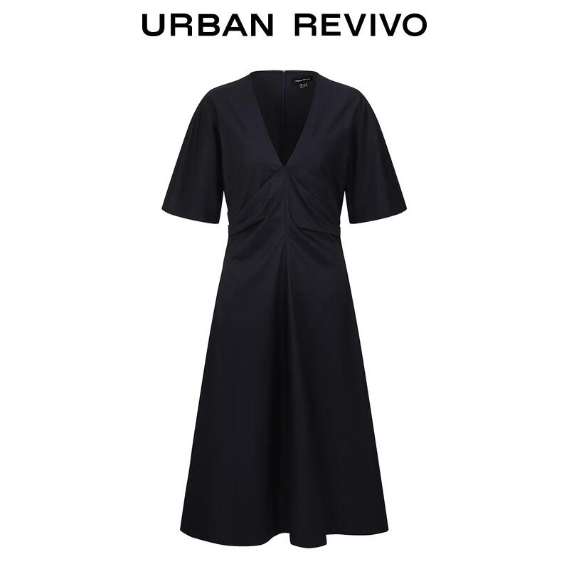 UR Women's V-Neck Pleated Short Sleeve Dress