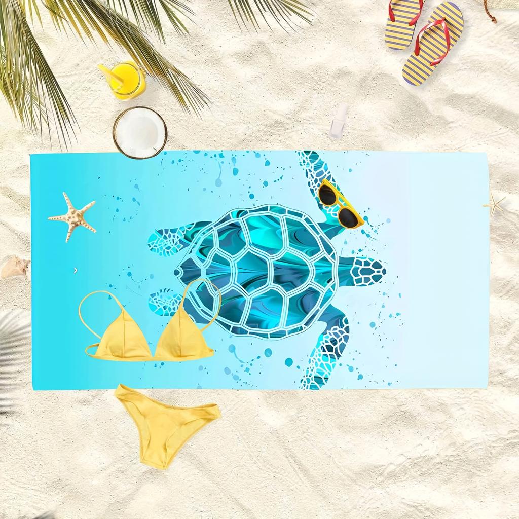 Oversized Quick-Dry Microfiber Beach Towel Lightweight & Super Absorbent | Stylish Sea Turtle Design