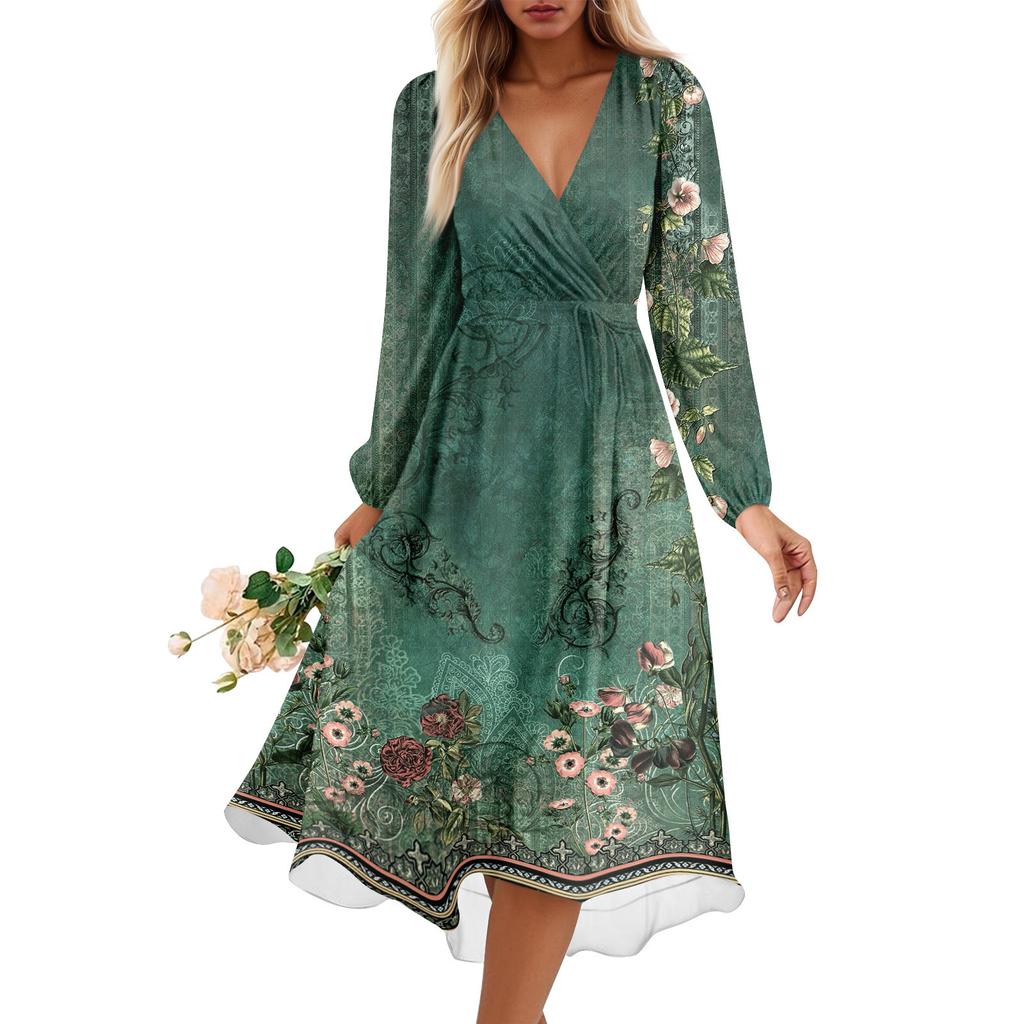 Dámské letní volné šaty s výstřihem do V, Elegantní šaty