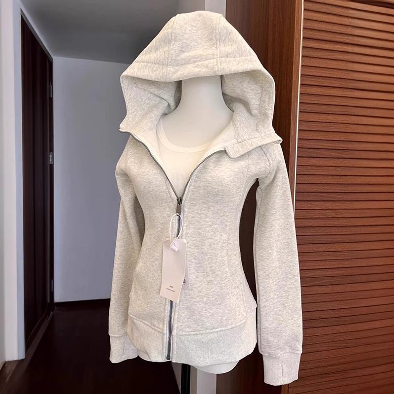 Женский приталенный кардиган с капюшоном - Чистый хлопок Весенне-осенний Для йоги Свитшот Американский стиль Small 2350₽