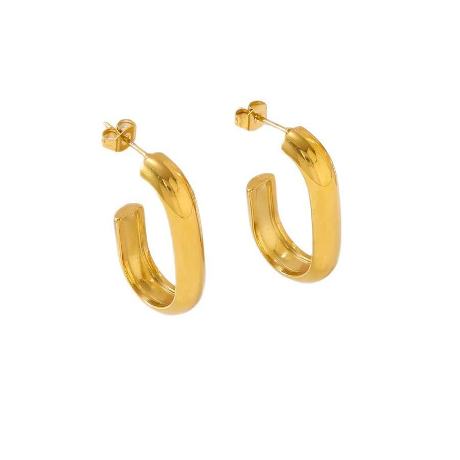 2026 Lightweight Luxury Gold U-Shaped Stainless Steel Earrings for Women