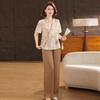2026 New Summer Two-Piece Set: Elegant Short-Sleeve Top for Mothers & Elderly Women