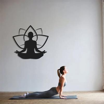 Lotus und Meditation Yoga Muster Wandkunst Hohle Unregelmäßige Formen, Elegante Gartendekorationen, Perfekt für Wohnzimmerdekoration