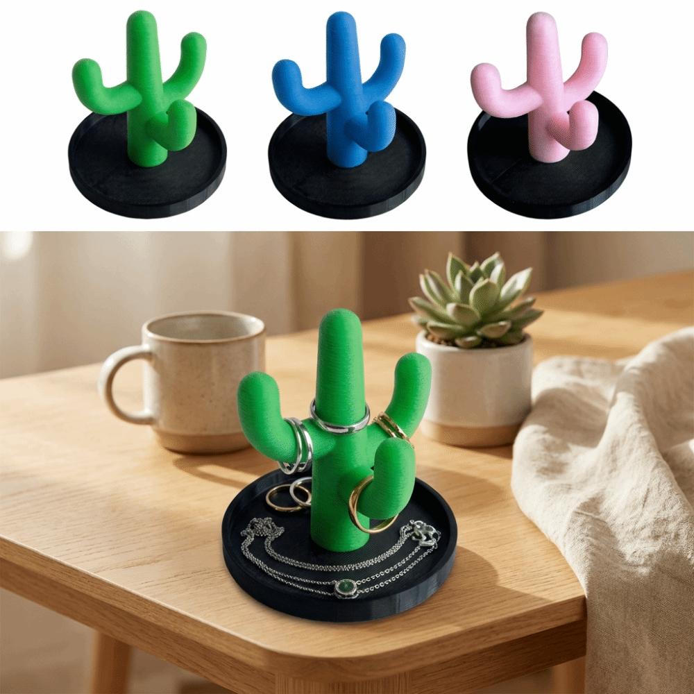 INS Cactus Ring Holder Creative Cactus Trinkets Plate Necklace Dish Mini Key Tray  Ring Display