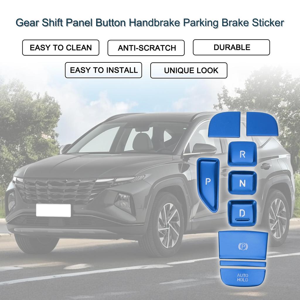 TUCKBOLD Gear Shift Panel Button Handbrake Parking Brake Sticker Console Interior Trim P AUTO HOLD Button Blue for Hyundai Tucson 2022 2023 Hybrid