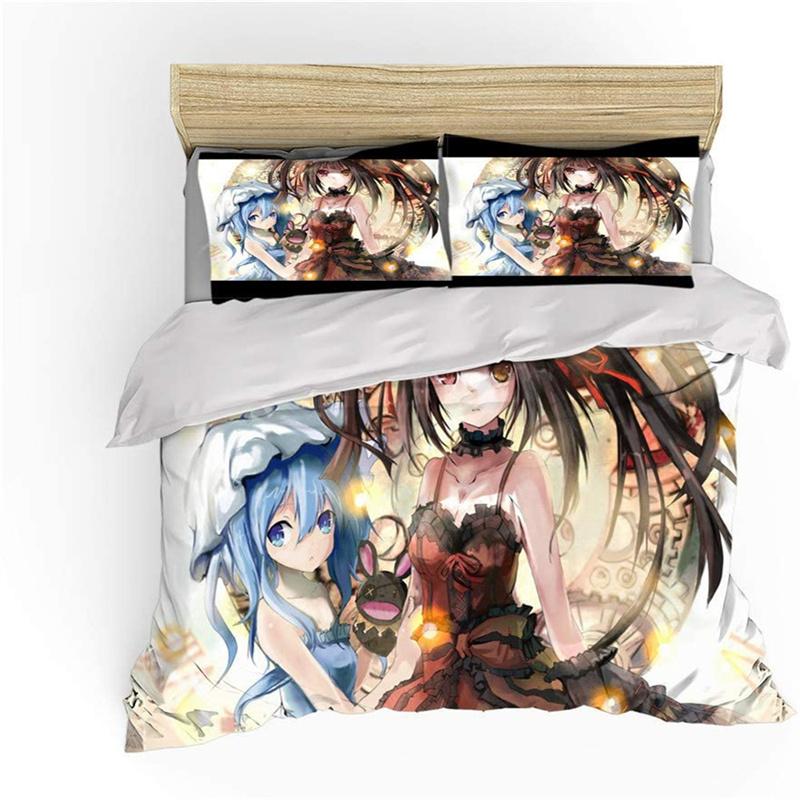 3D Print Anime Date A Live Bedding Set Boys Girls Twin Queen King Size Duvet Cover Pillowcase Bed Boys Teen Adults 2/3pcs Tool