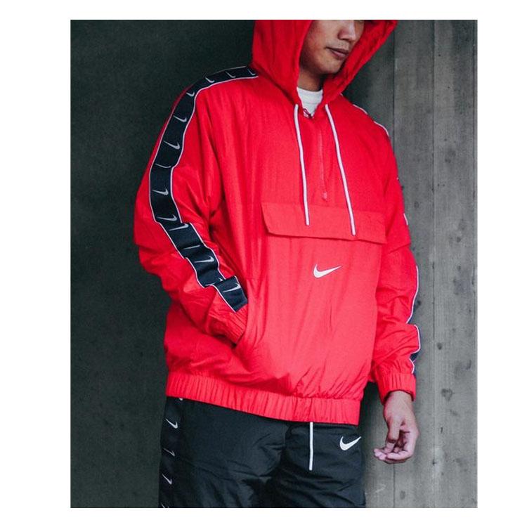 Nike NSW Big Swoosh Half-Zip Hooded Jacket Men Outerwear Red CD0420-657