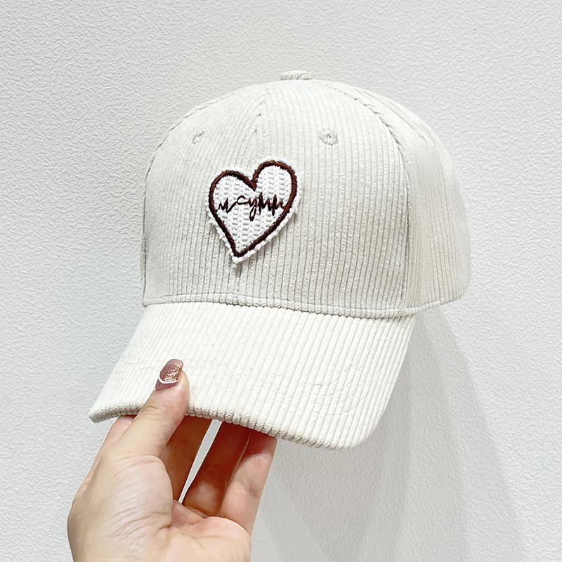 Corduroy Heart Baseball Cap With Sun Protection And Warmth For Casual Women