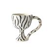 Minimalist and Niche Style Ceramic Coffee Cup Striped Leopard Print Decorative Cup Breakfast Milk Cup Funny Ceramic Cup Gift