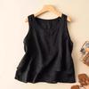 Women's Linen Sleeveless Tank Top Loose Casual Vintage Simple Spliced Camisole for Summer