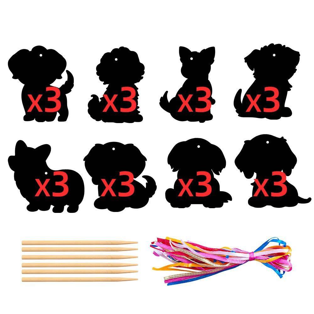Dog Theme Birthday Scratch Cards Set Diy Puzzle Toys For Children Decor Party