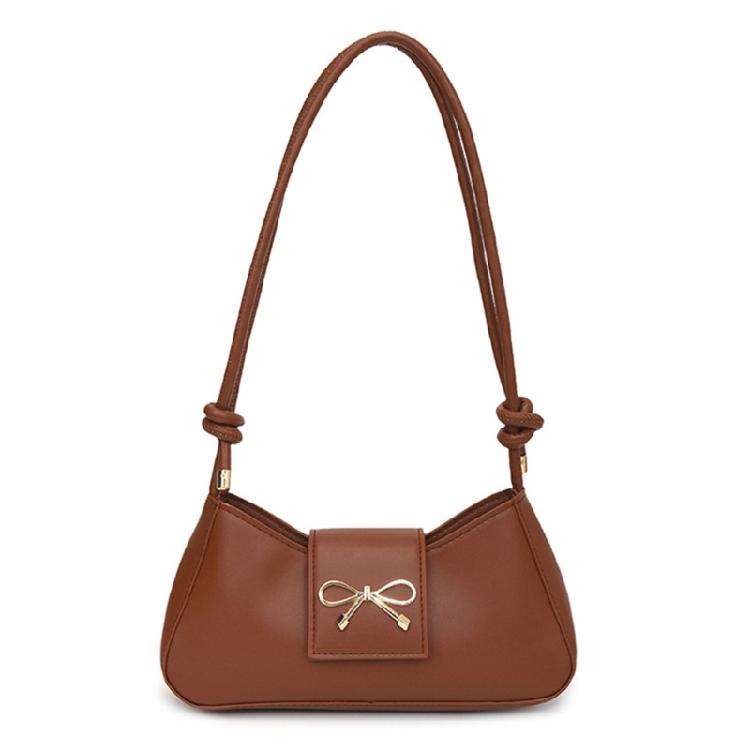 Shoulder Bag for Women Retro Pu Leather Clutch Purses Bows Purse Handbag with Zipper Closure Evening Underarm Purse Gifts коричневый 1090₽
