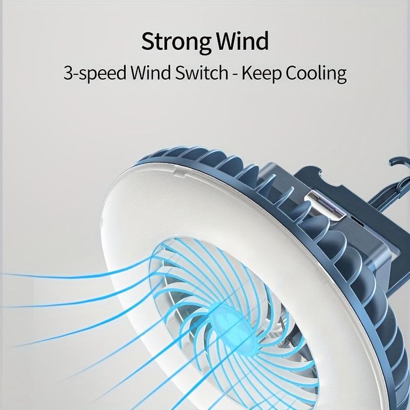 Portable Multifunctional Camping Fan Light USB Charging Hook and Strong Magnetic Bottom Outdoor Adventure Camping Accessories