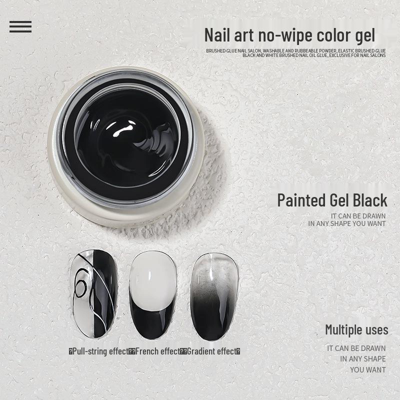 

Шелковистый черно-белый японский гель для нейл-арта для градиента и граффити чёрный