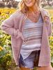 European & American Women's Hollow Knit Lantern Sleeve Cardigan - Autumn/Winter 2024 Style.