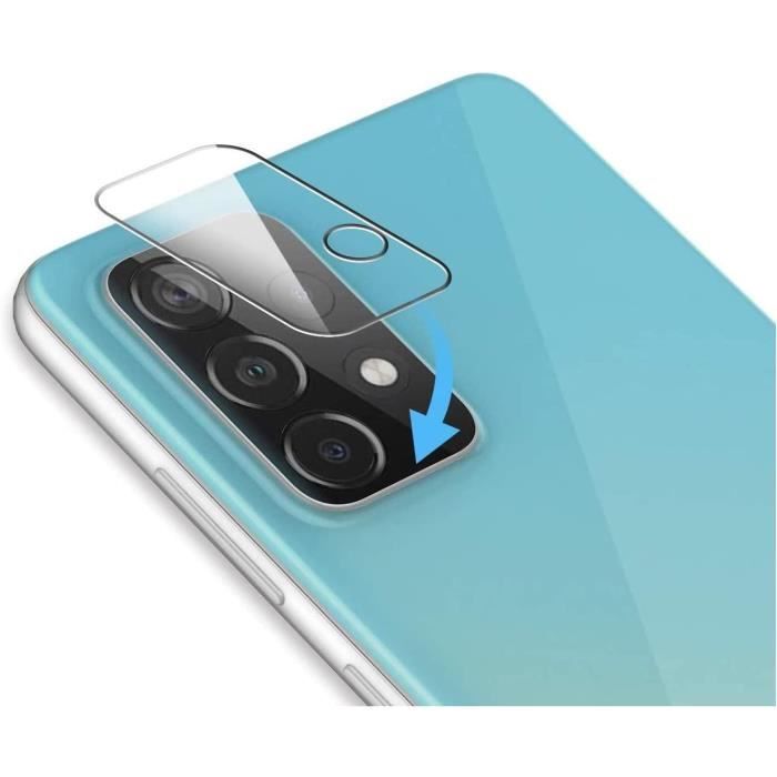 Coque pour Samsung Galaxy A52 4G-5G A52s Silicone + 2 Vitres Verre Trempé et 2 Protections Caméra Arrière