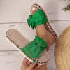 Fashion Women Slippers 2025 New Casual Home Slippers Cute Linen Slides Women Summer Bow-knot Soft Floor Sandals Indoor Flat Shoes